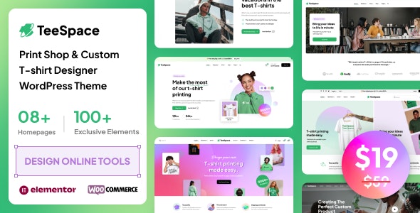TeeSpace v1.4.8 – Print Custom T-shirt Designer WordPress theme
